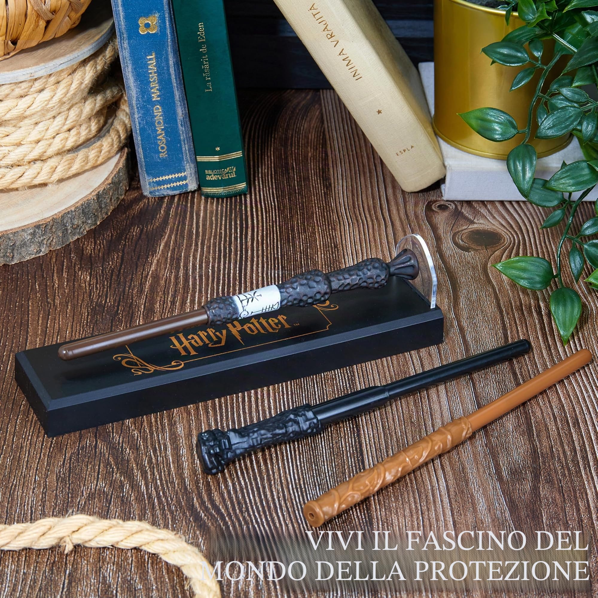 Harry Potter Levitazione Penna Bacchetta, 3 Pacco Magico Inchiostro Nero Penna a Sfera con Supporto Magnetico, Dumbledore Hermione Regalo Hogwarts (Multi 3 Pz)