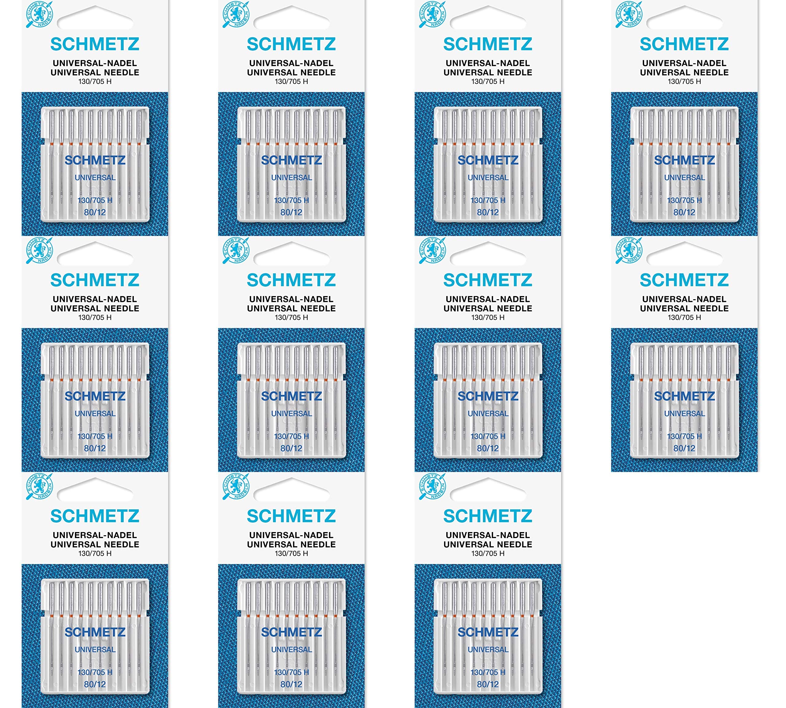 Agujas para Máquina de Coser Schmetz - Universal (Regular/Ordinario), Tamaño: 80/12 - Paquetes de 10: 11 Paquetes por el Precio de 8 - Bulk Descuento Deals para Gran Ahorro - hasta 30 Agujas GRATIS