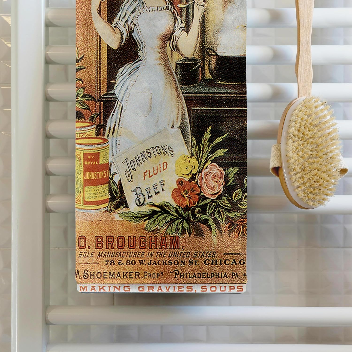 3dRose Johnstons Fluid Beef for Making Gravies Soups Woman Cooking 22x30 Bath Hand Pool Towel