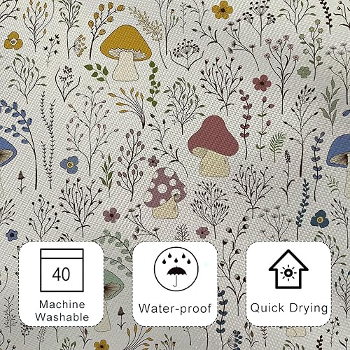 Miniatura 4 de zpepe Cortina de ducha de hongos, cortinas de ducha de tela, bonita cortina de ducha funky, cortina de ducha de tela de poliéster impermeable, juego