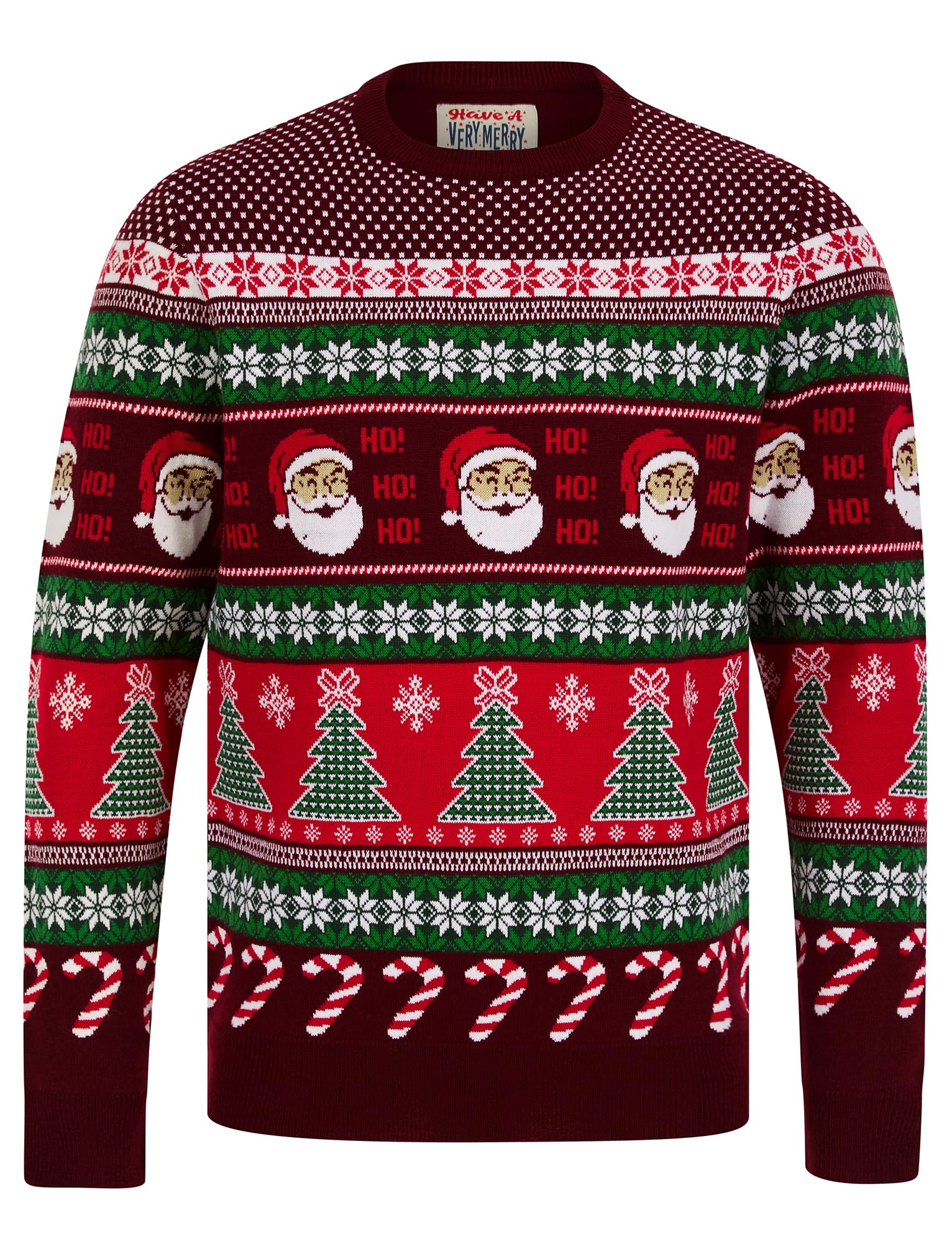 Tokyo Laundry Men's Abie - Claret Merry Christmas Nordic Fair Isle Style Knitted Xmas Jumper