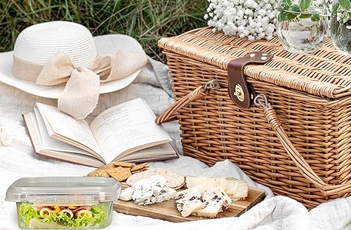 Miniatura 4 de Decony Recipientes de plástico con tapas de 8 onzas, paquete de 25 recipientes cuadrados de plástico transparente, a prueba de manipulaciones, sin