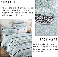 Vista 60 de Homzard King Size Quilt Set, Grey White Snowflake Striped Comforter Set,Cotton Gray Bedspread King Size, Lightweight Comforter Fall Bedding 3 Piece