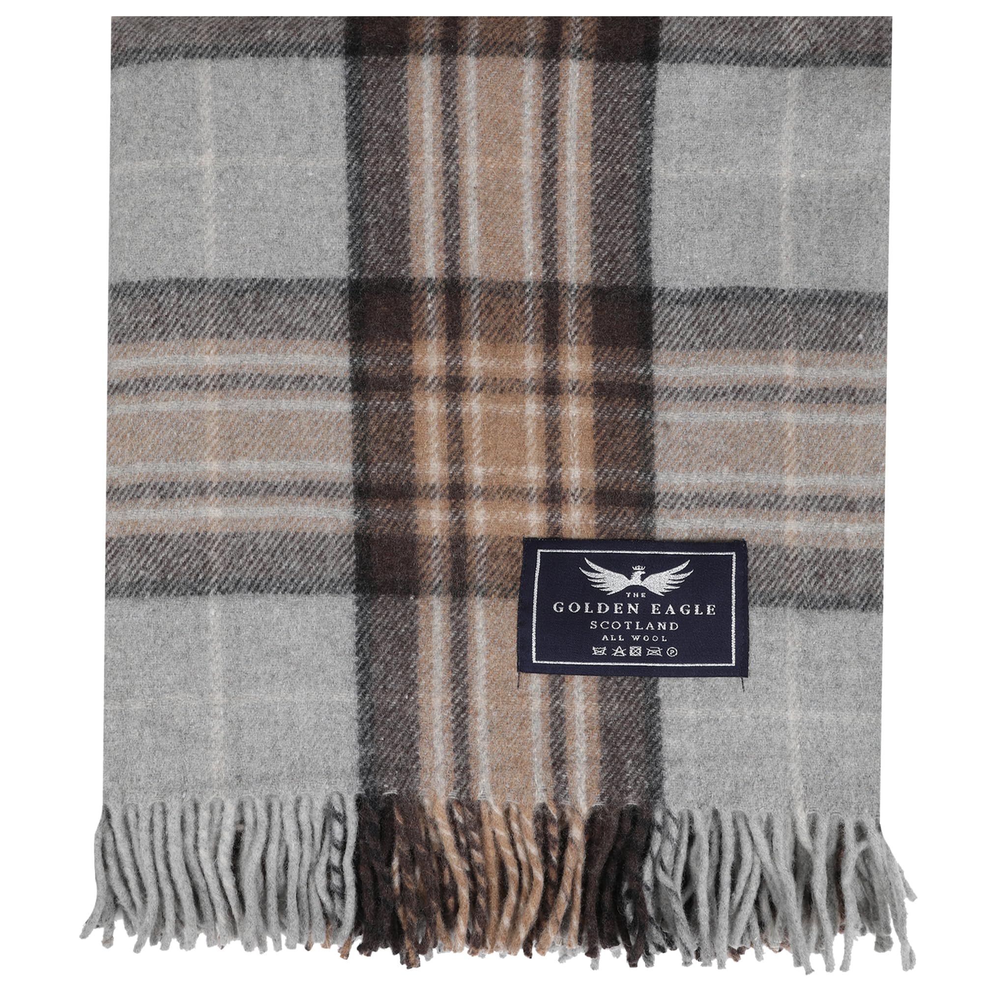 The Golden Eagle Scottish Tweed Wool Large Blanket Tartan Rug with Check Pattern for Warm Winter (Mackellar)