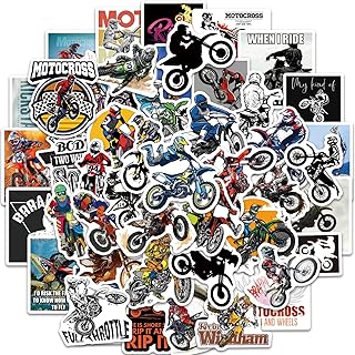 50Pcs Motocross Stickers for Water Bottles Vinyl Dirt Motobike Stickers for Kids Teens Waterproof Motorcycle Stickers Decals for Laptop Scrapbooking Journaling Dirt Bike Stickers