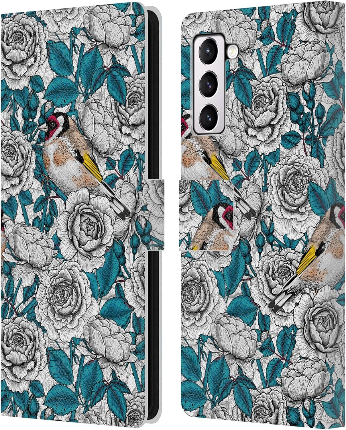 Head Case Designs Officially Licensed Katerina Kirilova Wrens in Anemone Garden Floral Patterns Leather Wallet Case Compatible with Samsung Galaxy S21+ 5G
