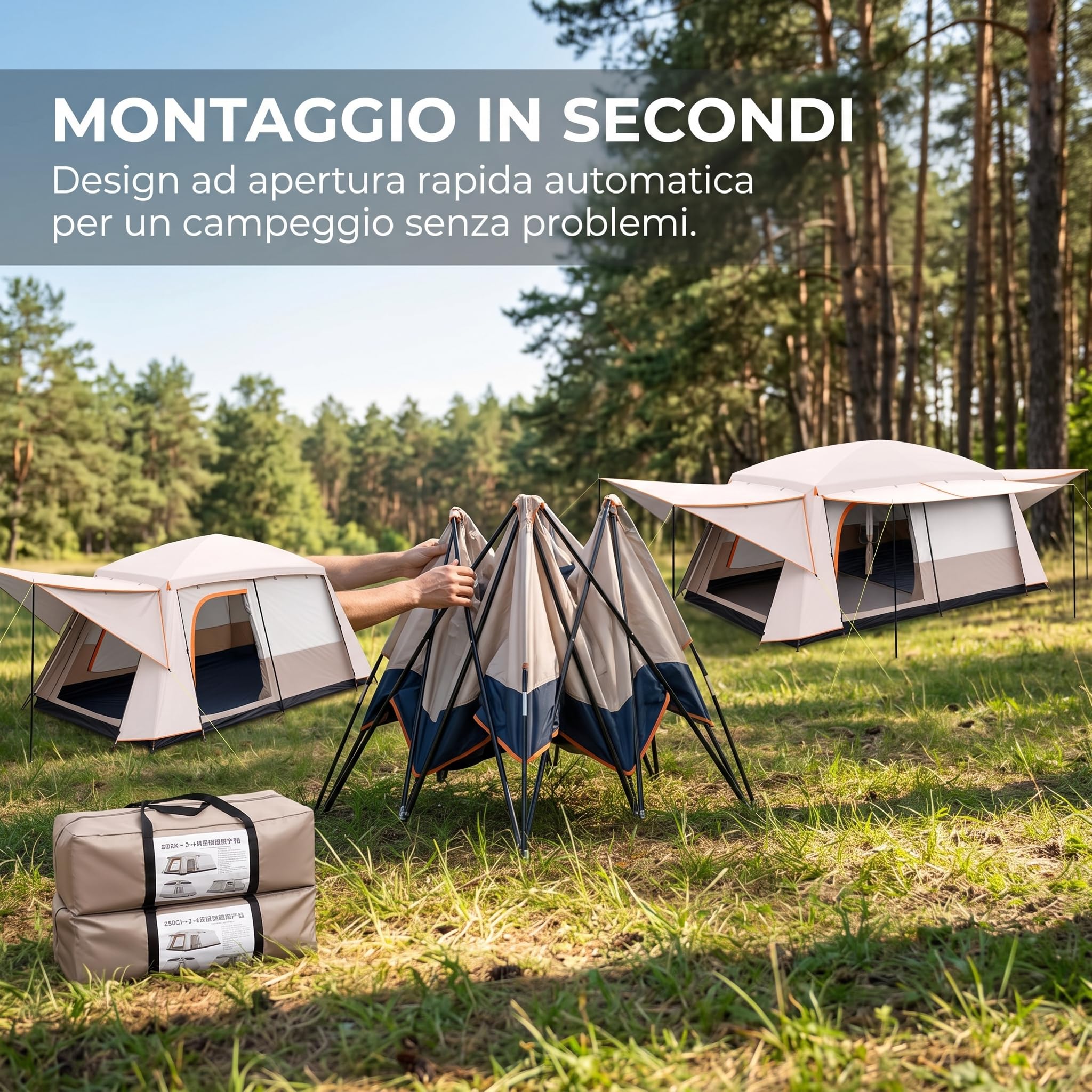 campeggio automatica, familiare a tunnel, 4-12 persone, due soggiorno, style to 3, Grande 6-12 persone