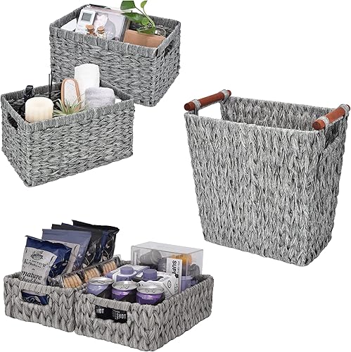 GRANNY SAYS Paquete de 3 juegos de cestas de almacenamiento tejidas para estantes