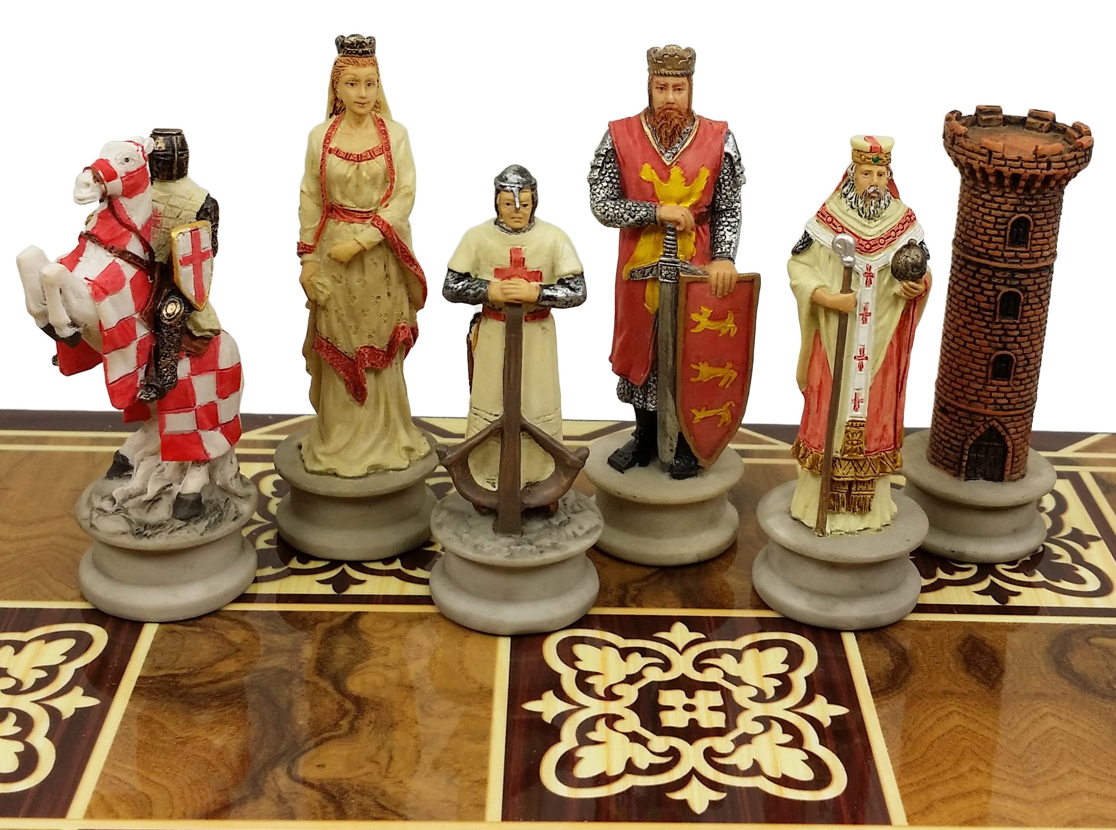 Hot Products Medieval Times Crusades King Richard The Lionheart Knight Color Painted Chess Men Pieces Set - NO Board
