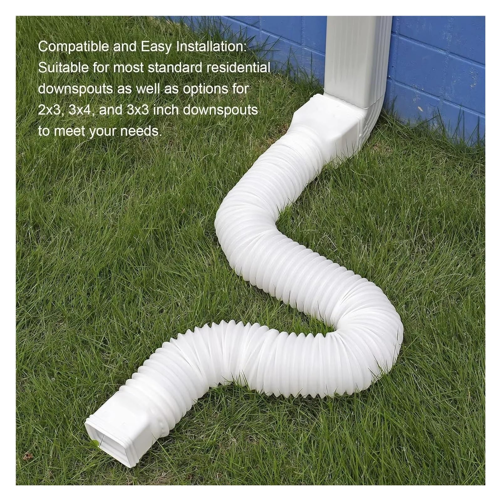 ExtensióN De CanalóN White-2pack Extensiones de bajante de canalón de lluvia Extensor de bajante de drenaje flexible Extensor de drenaje de bajante Conector de canalón