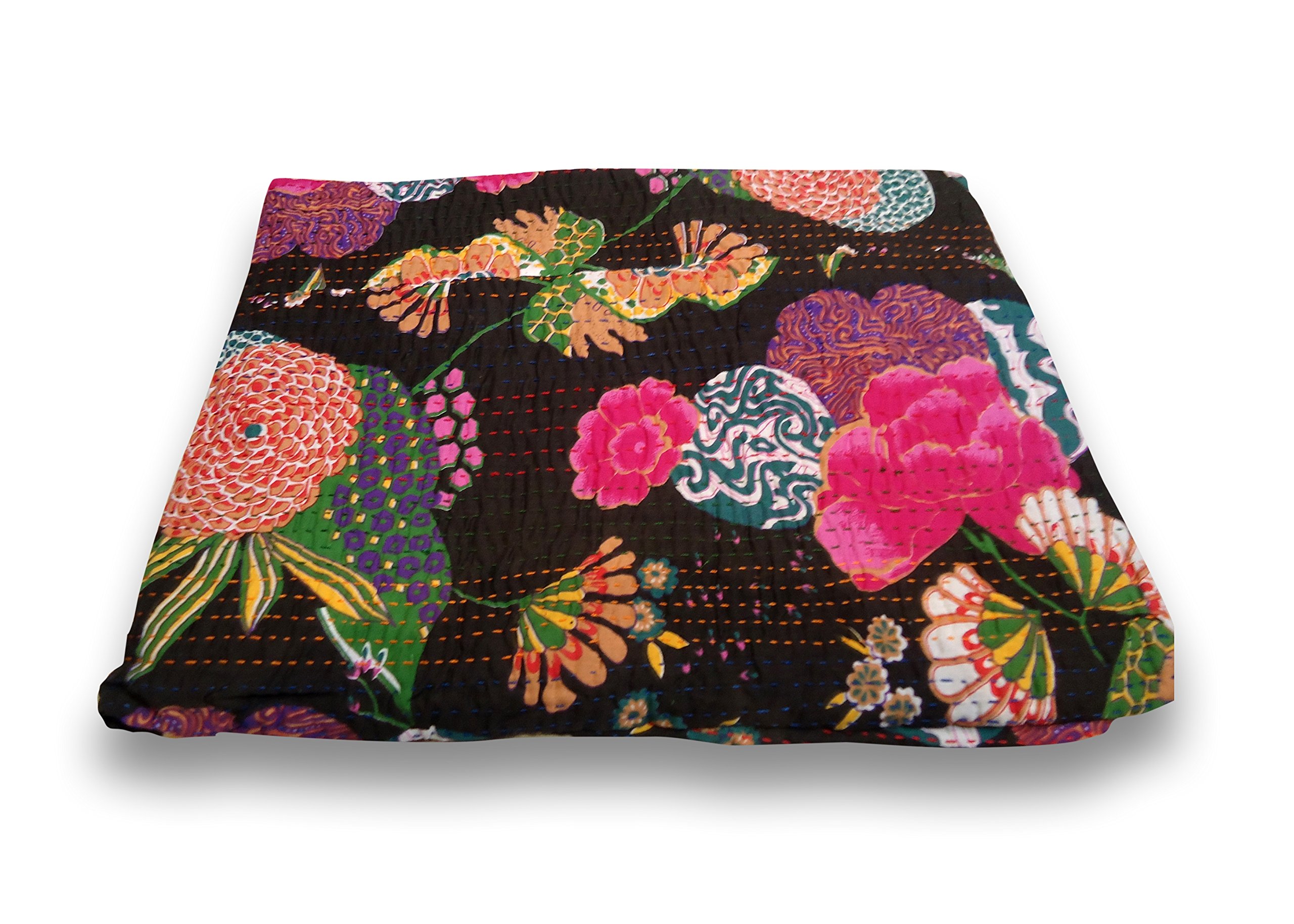 Couvre-lit indien imprimé floral en coton pour une chambre bohème chic