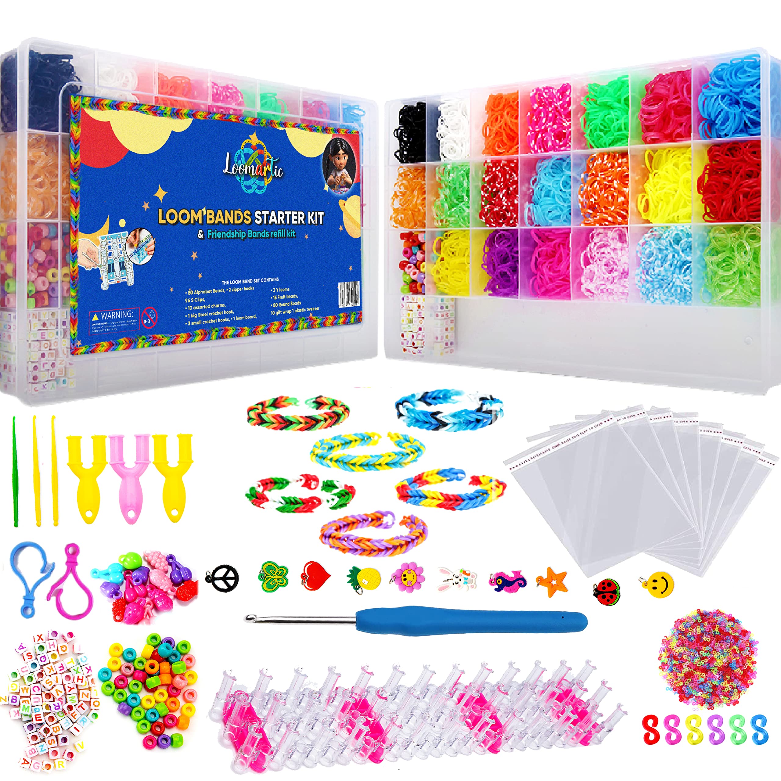 Buy Loomartic 5000+ Colorful Rubber Loom Bands Starter Kit Premium