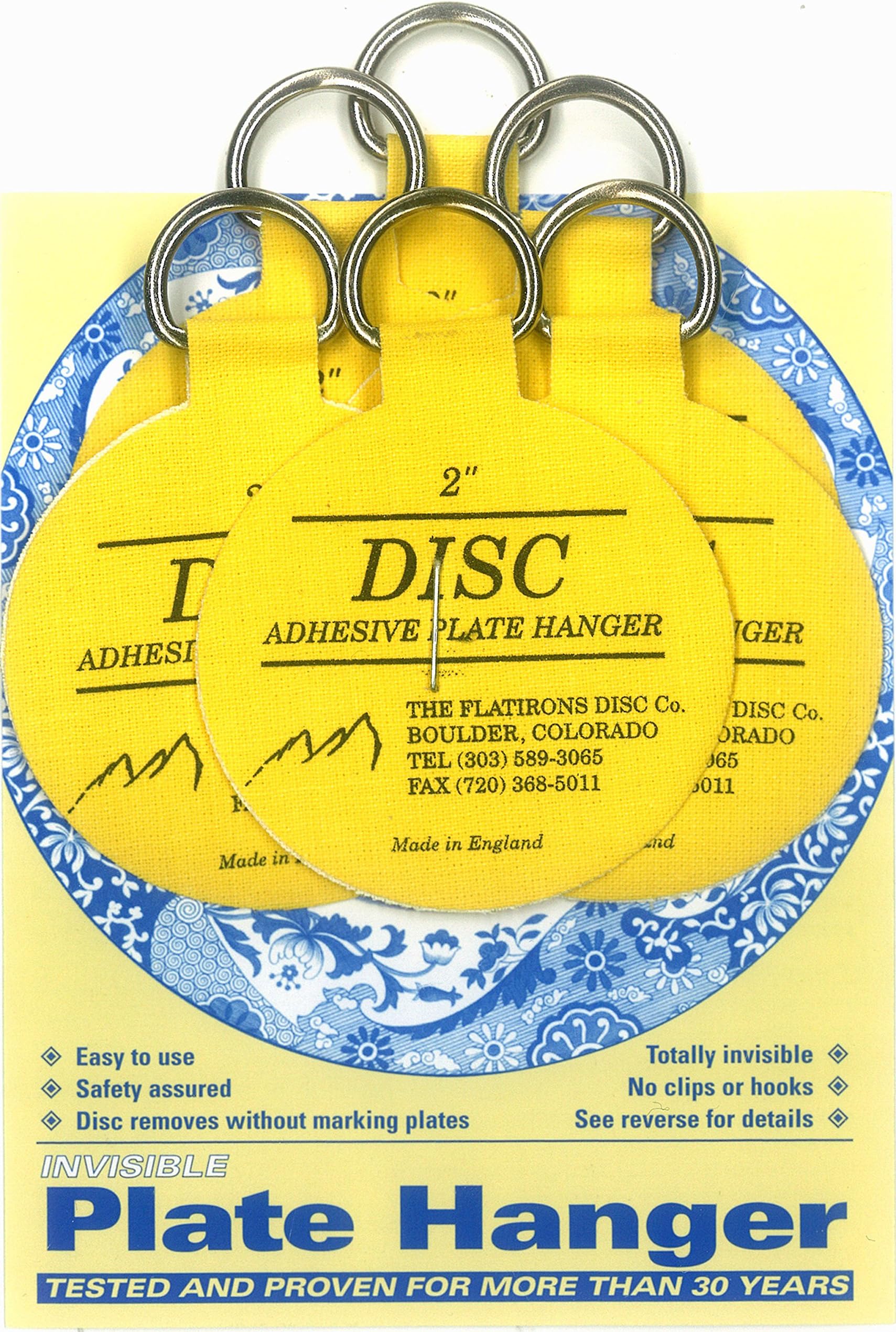 Disc Flatirons Adhesive Plate Hanger Set (6-2 Inch Hangers)