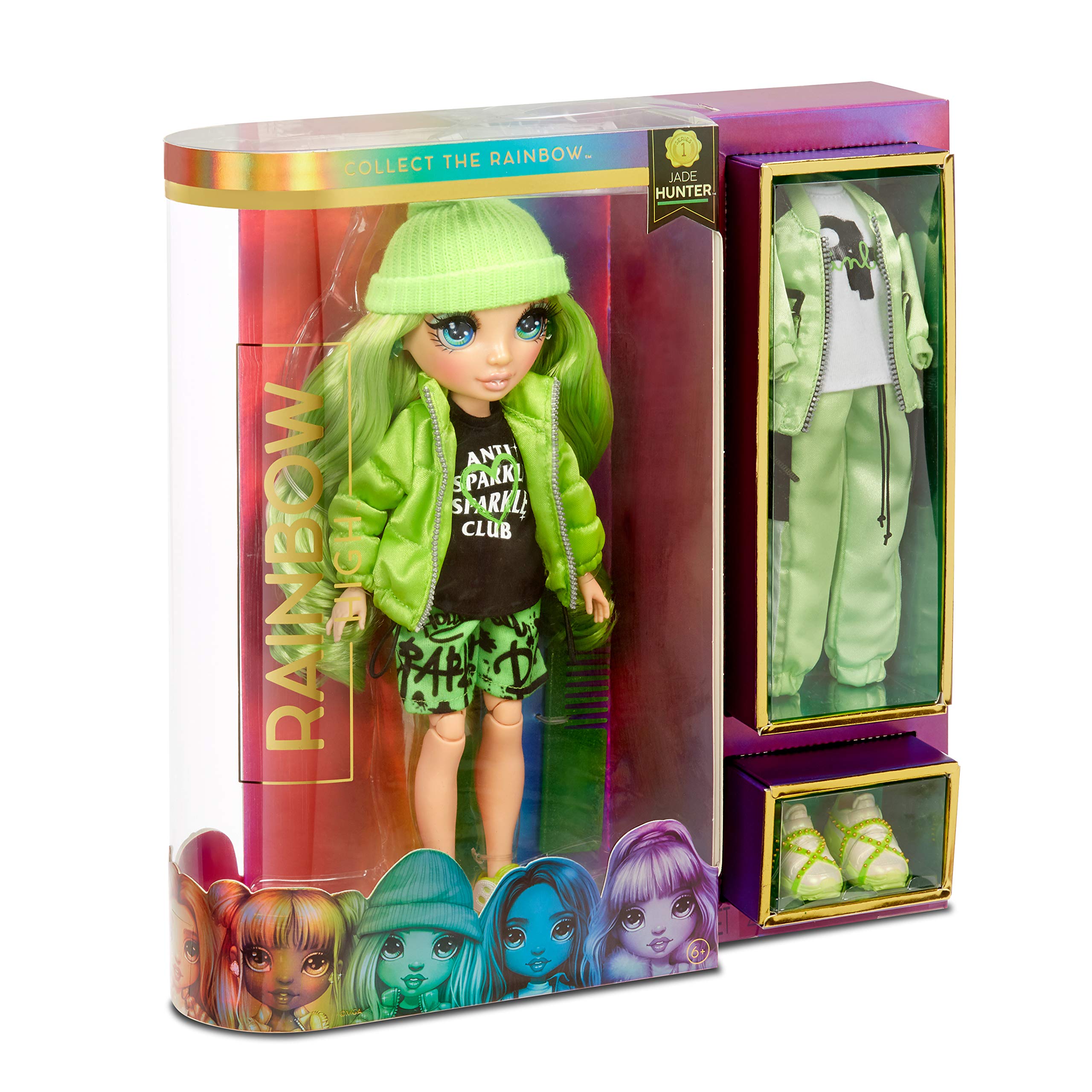 Rainbow High Fashion Doll Jade Hunter Green Themed Doll With Luxury Outfits, Accessories and
