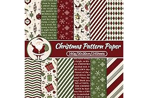 Whaline 24 Pack Christmas Cardstock for DIY Cards, Scrapbooks, and Backgrounds