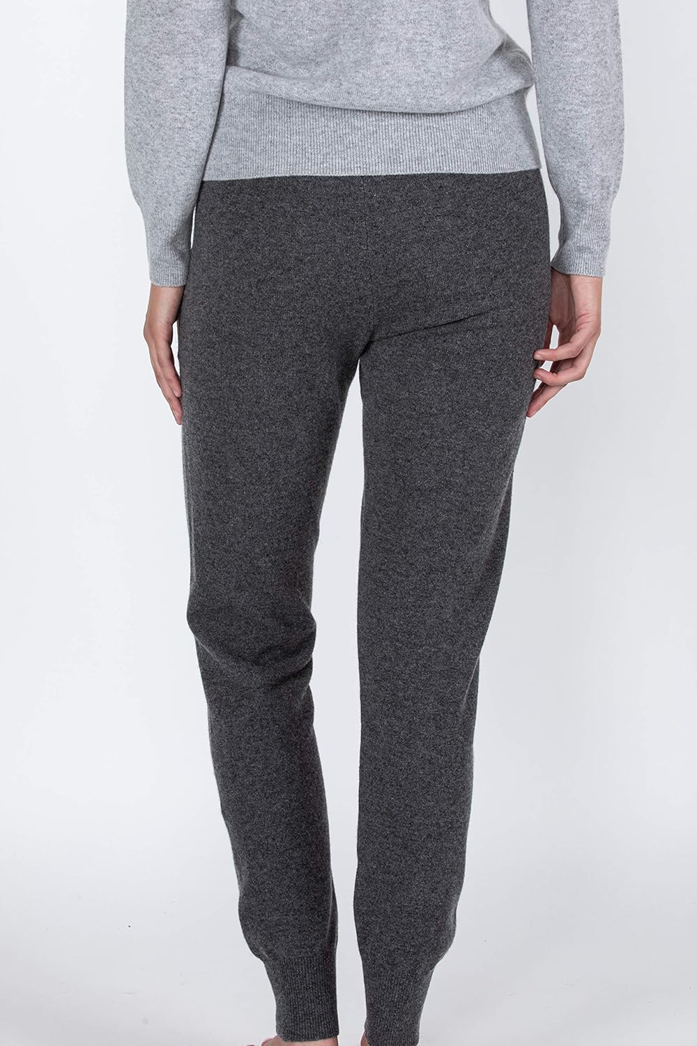 JENNIE LIU Women's 100% Pure Cashmere Knitted Jogger Pants - Image 3