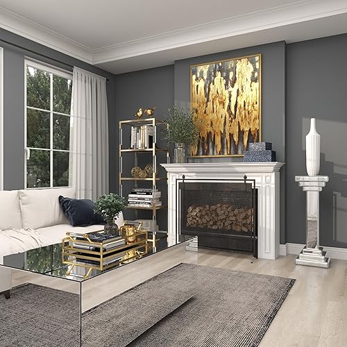 Miniatura 8 de Deco 79 Mesa de pedestal con espejo de madera, 12 x 12 x 36 pulgadas, plata