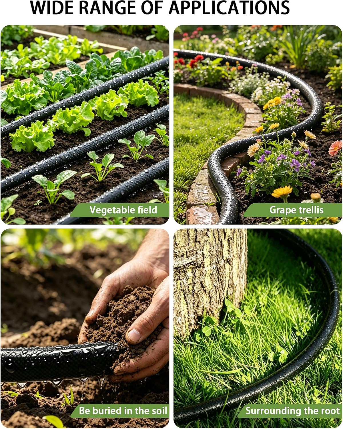 Flat Soaker Hose 100FT for Garden, 2Pack 50FT Upgrade Drip Irrigation Hose photo 7