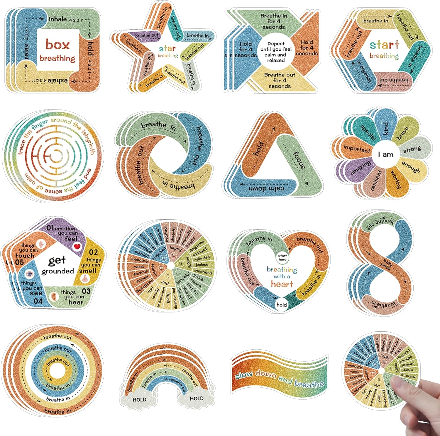 45PCS Calm Strips for Anxiety Sensory Stickers Textured Stickers, Anxiety Relief Items for Anti Stress Mood Calming Mental Health Awareness Classroom Fidgets