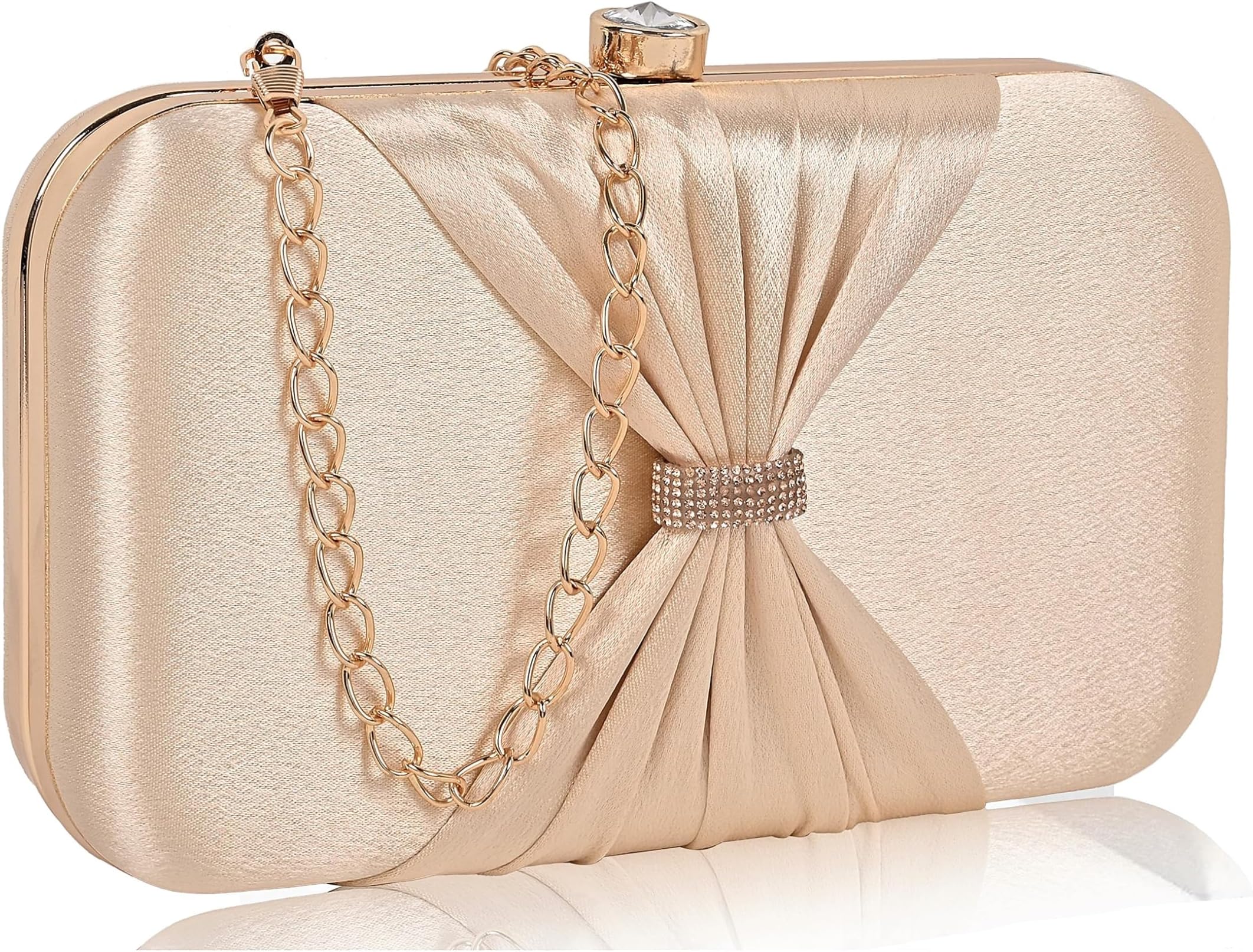 bow formal party clutch with gold chain for women and girls (CL102)