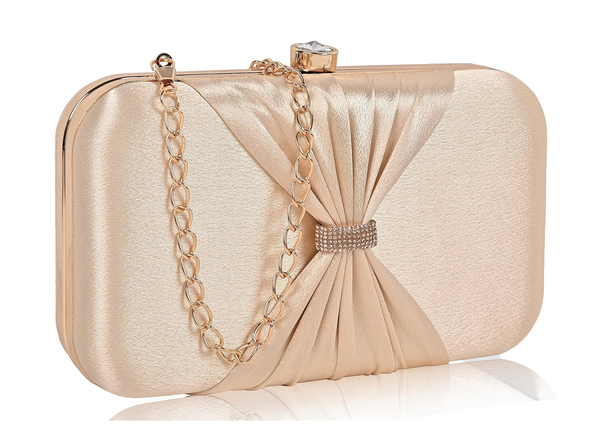 bow formal party clutch with gold chain for women and girls (CL102)