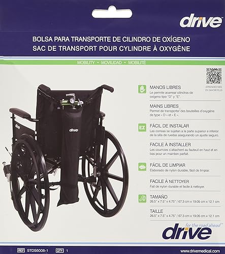 Miniatura 3 de Drive Medical Bolsa de transporte universal para cilindro de oxígeno, color negro