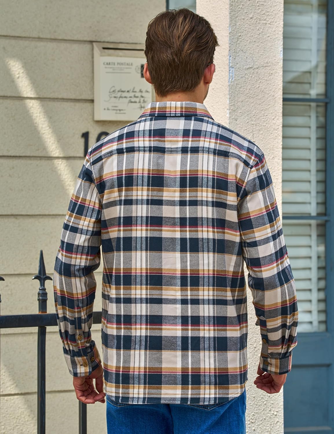 Cotrasen Mens Flannel Shirts Cotton Long Sleeve Plaid Shirts Button Down Casual Lightweight Shirts with 2 Pockets - Image 3