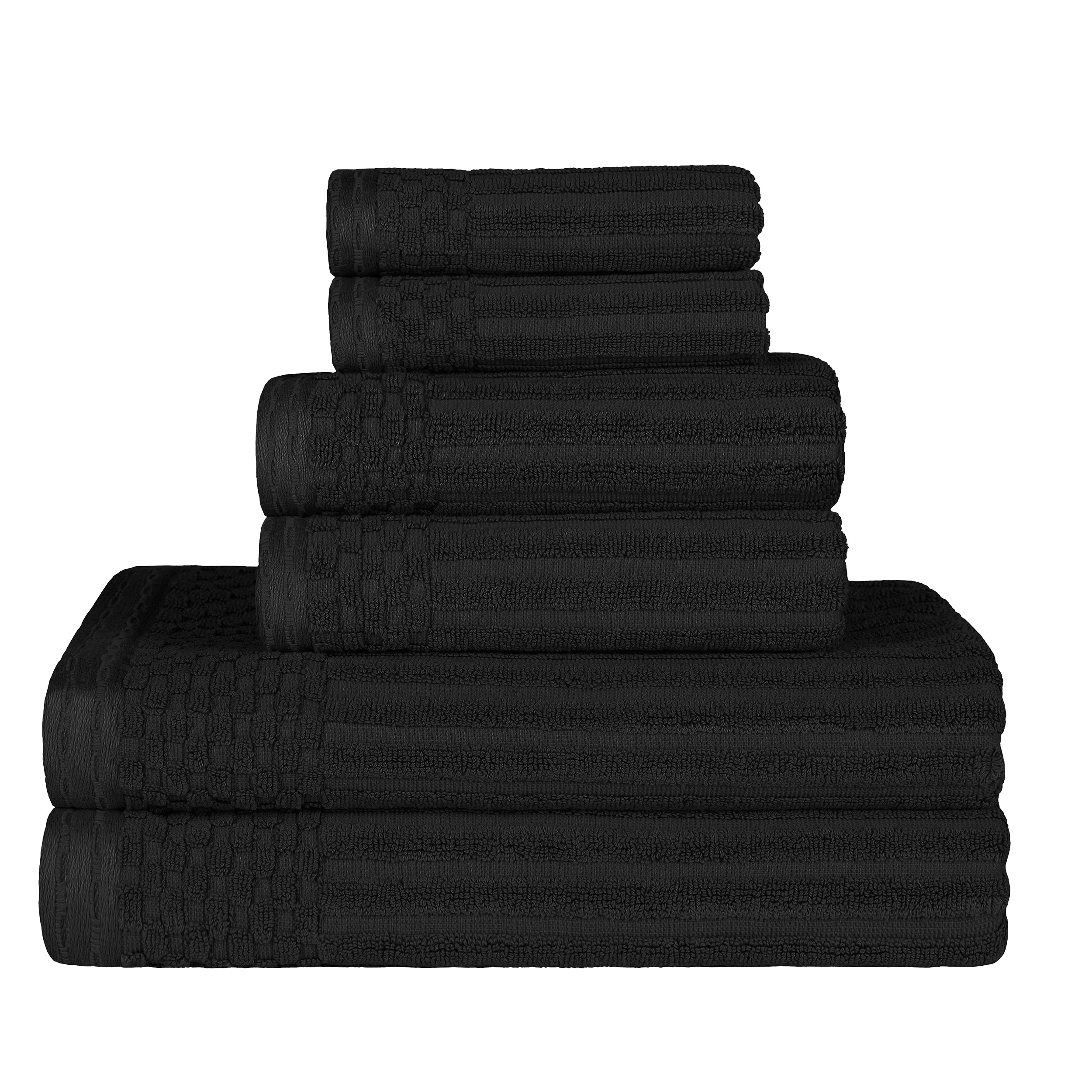 SuperiorTowel, Cotton, Black, 6 Pc Set