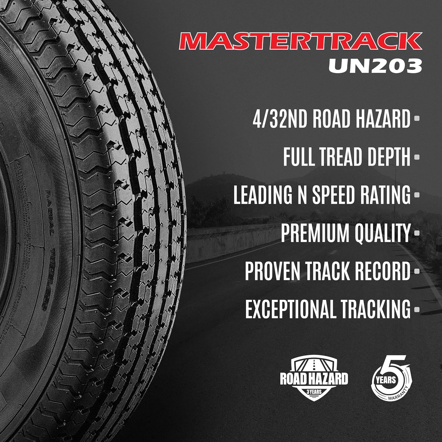 Set of 4 UN203 ST205/75R15 111N 10 Ply Load Range E Radial Trailer Tires- ST 205/75/15 - Includes 3-Year Road Hazard Warranty (Tire Only)
