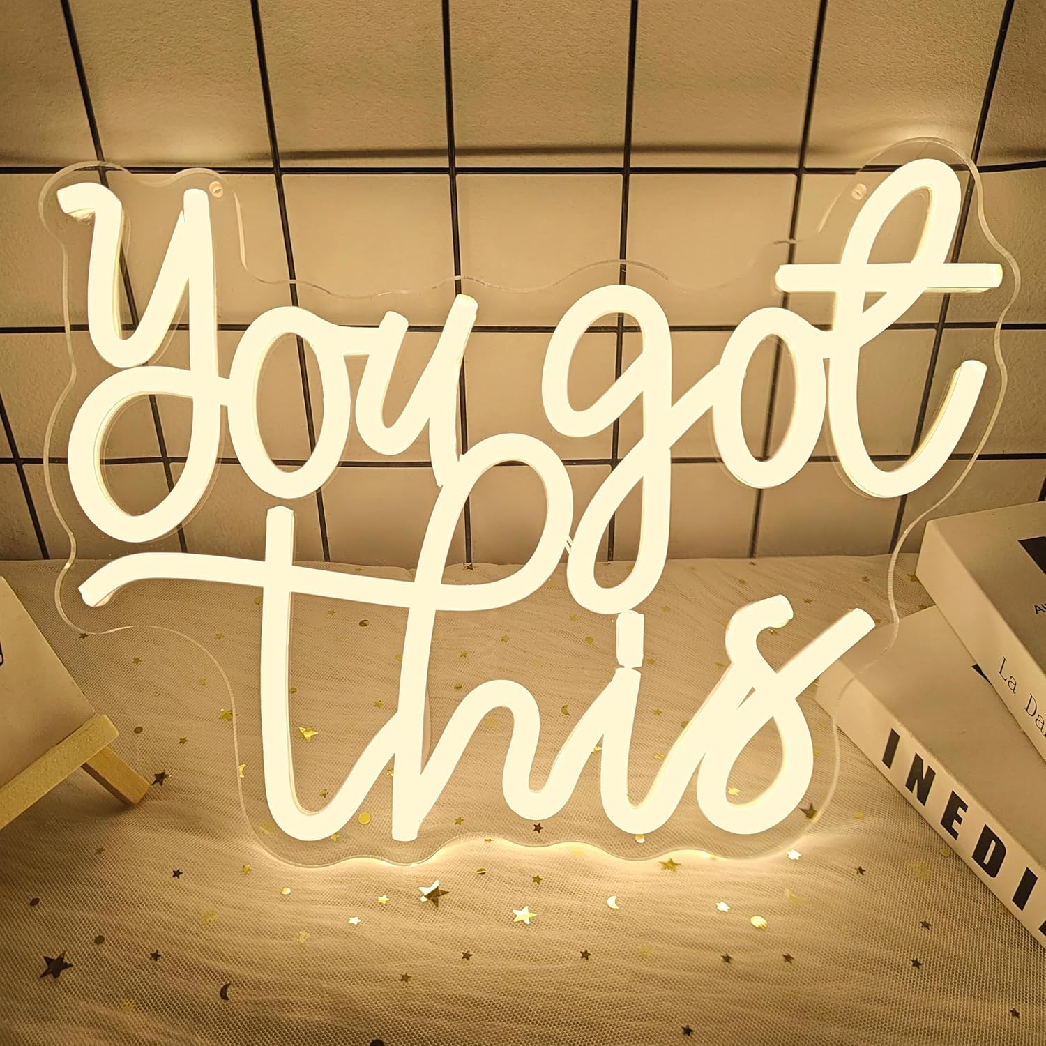 You Got This Neon Sign for Wall Decor Inspirational Neon Led Sign Dimmable You Got This Sign for Home Office Decor Neon Light up Sign Neon Wall Sign for Bedroom Living Room Party Gift - Image 2
