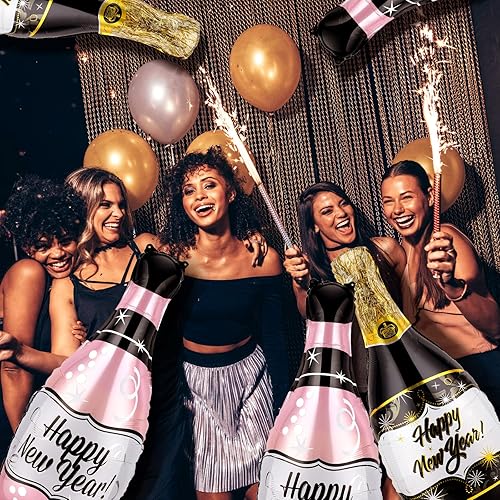Miniatura 6 de Deekin 24 globos de aluminio para botella de champán de Año Nuevo, globos de helio de Año Nuevo, suministros de fiesta de Año Nuevo, decoraciones de