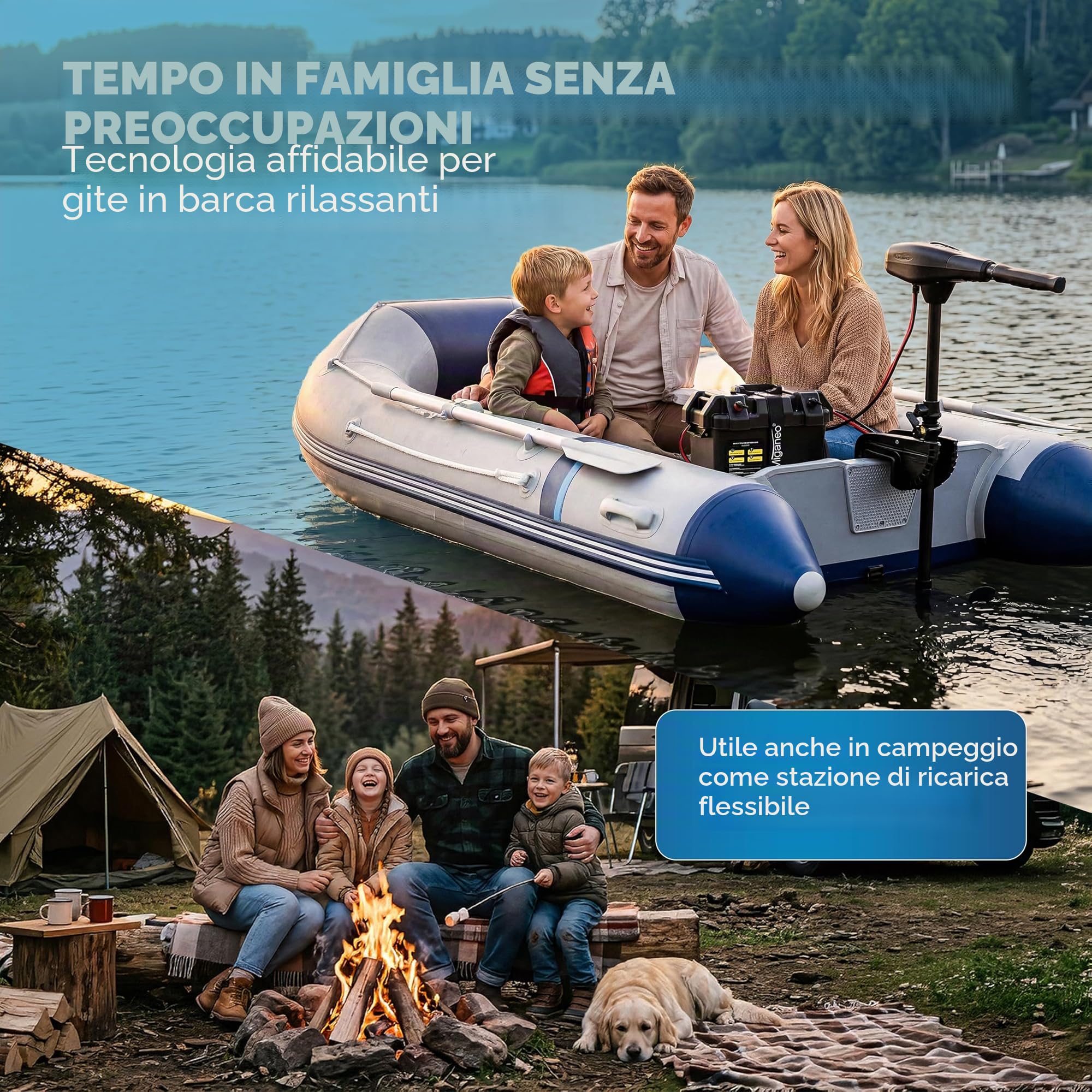Miganeo Motore Elettrico Barca TRS 68 lbs 768W 12V Fuoribordo Acqua Salata LED 5 Marce Avanti 3 Retromarce