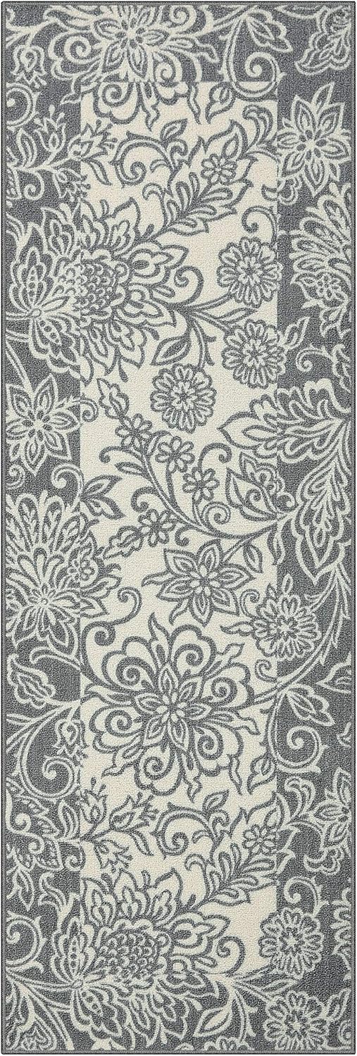 Maples Rugs Adeline Runner Rug Non Slip Washable Hallway Entry Carpet [Made in USA], 2 x 6, Gray