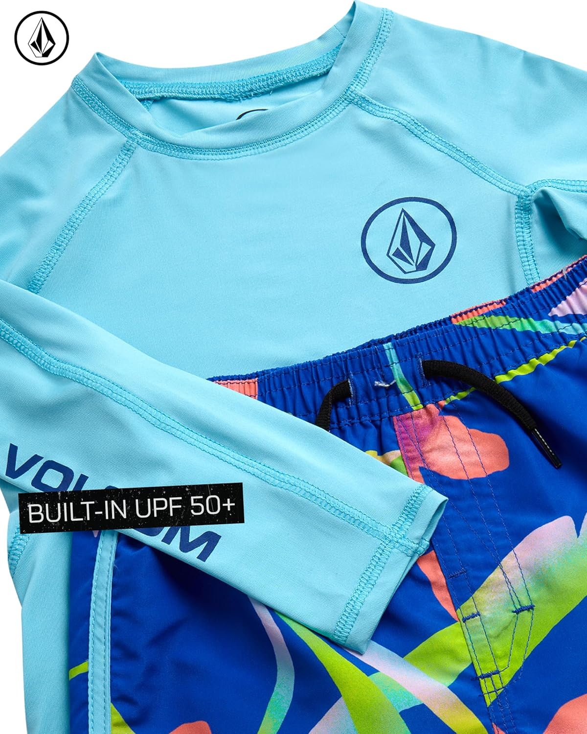 Volcom Baby Boys Swim Set - 2 Piece Long Sleeve Swim Shirt Graphic Tees & Board Shorts, Infant Toddler Little Boys Swimsuit - Image 3