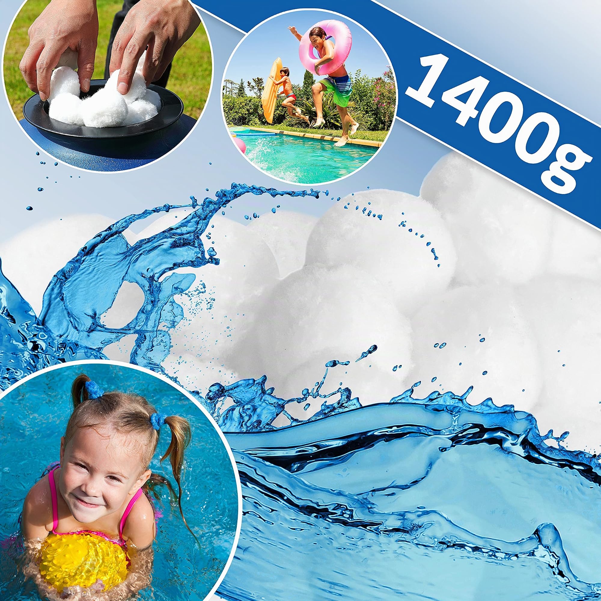 Monzana Palline Filtranti 1400g Sostituiscono 50kg di Sabbia Filtrante Filtro Balls Piscina Acquario