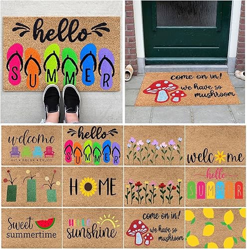 Miniatura 5 de Tapetes de puerta de moda para exteriores, bonitos tapetes de bienvenida para puerta delantera, antideslizantes, para vacaciones, verano, hermoso