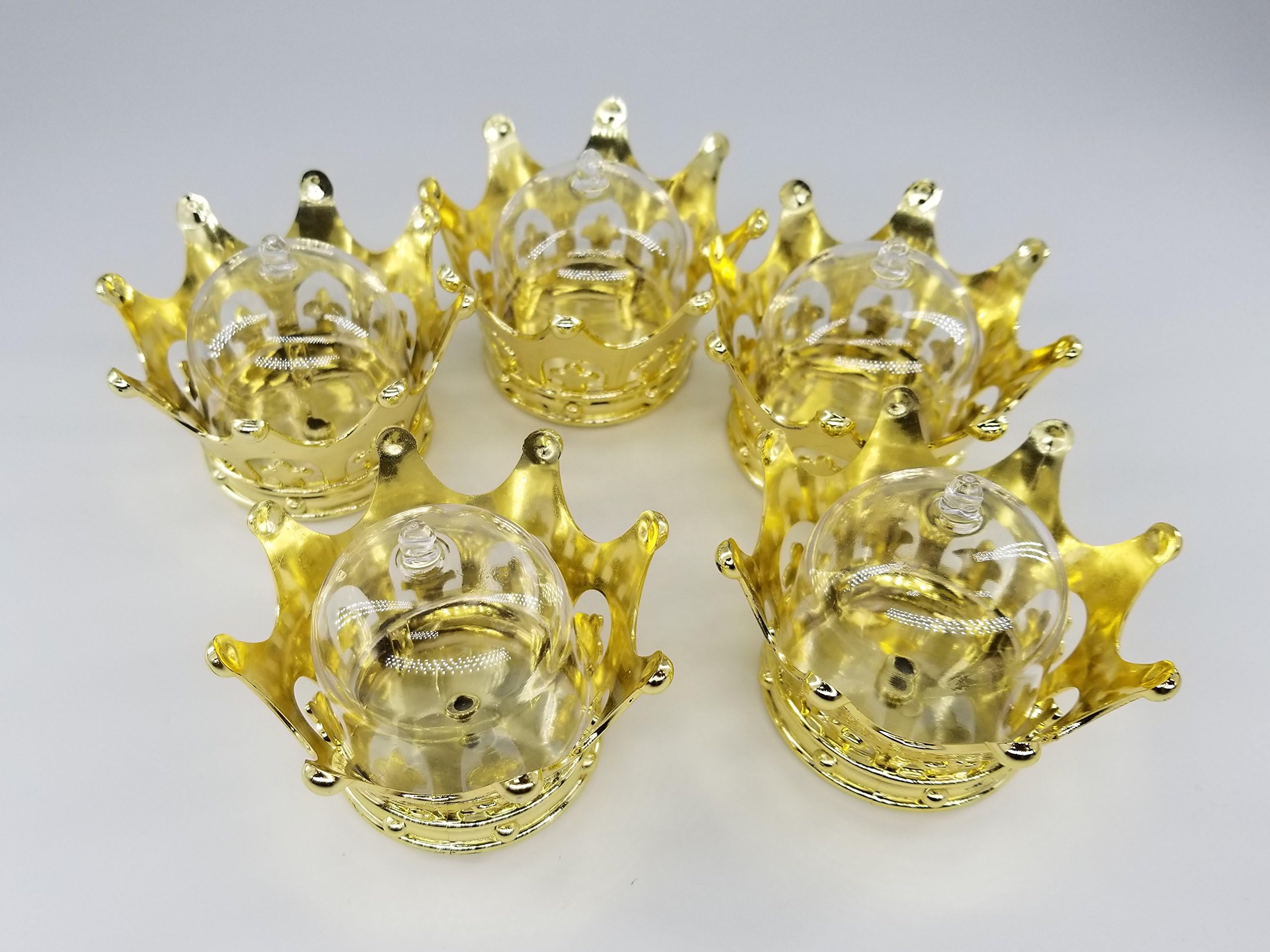 12 Pcs Baby Shower favors plastic Princess & Prince Gold Crown Decorations For party Girl & Boy Gifts