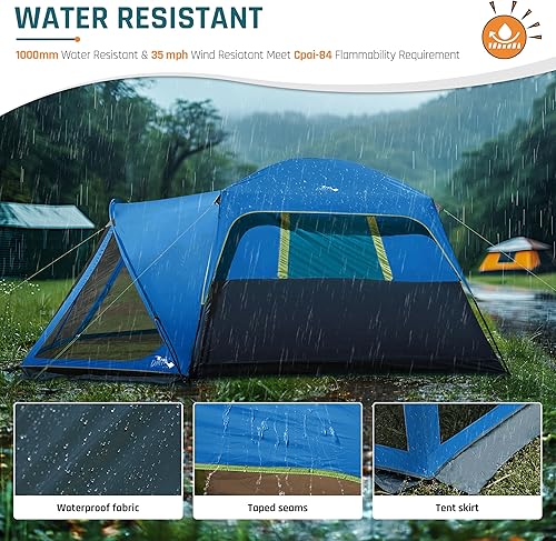 Miniatura 4 de Tents for Camping 610 Person Camping Tent with Screen Porch, Weatherproof Large Cabin Tent with Rainfly and Carry Bag, Family Tent for Outdoor