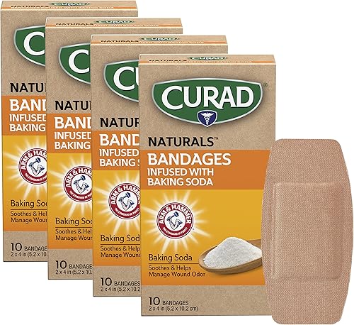Curad CURNTB0204H Naturals ARM & Hammer - Vendajes de bicarbonato de sodio de 2 x 4 pulgadas, paquete de 10