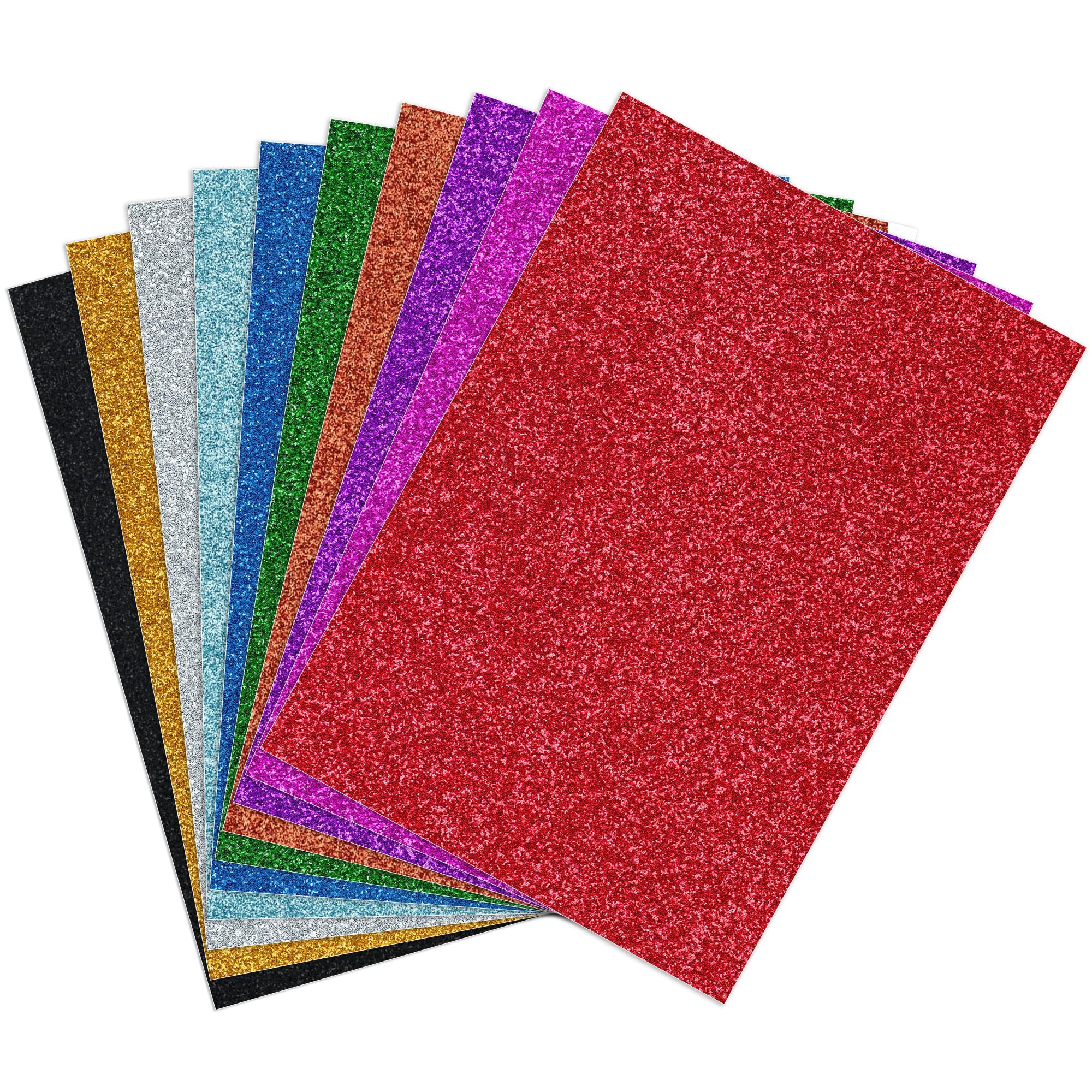 10-Pack A4 Assorted Glitter Card 350gsm by Blitz Craft, Extra Thick Double Sided Non Shed Glitter Cardstock for Cricut, Cake Toppers, Scrapbooking, Wedding Invitations & DIY Craft Paper Projects
