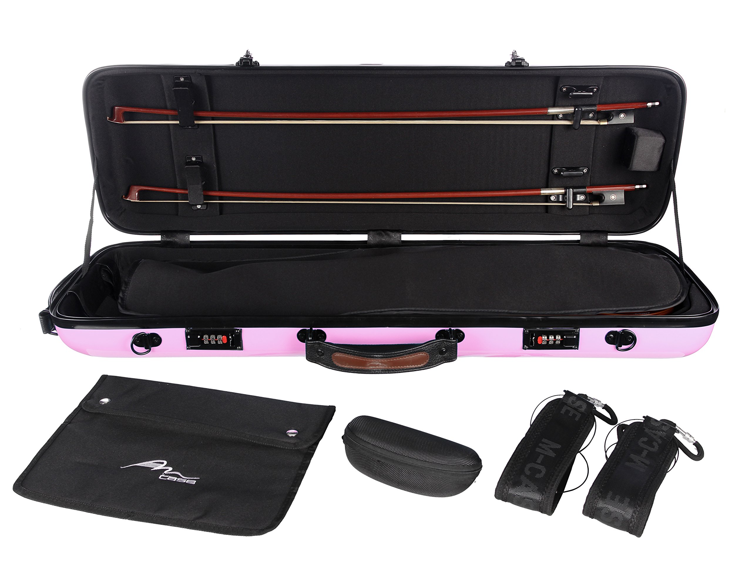 Geigenkoffer Fiberglass Safe Oblong 4/4 rosa M-Case + Musiktasche