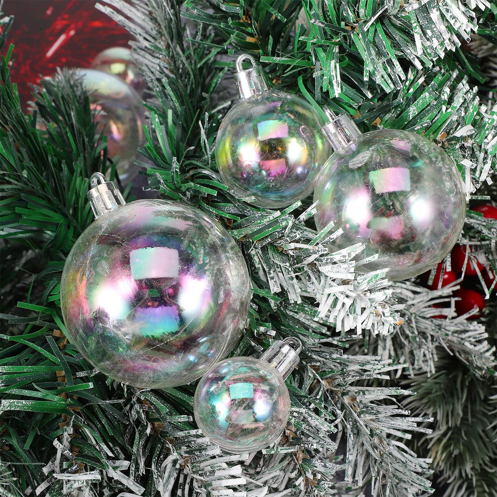 18pezzi Palline Di Natale Trasparenti in Plastica Assortite Per Dimensioni Per Decorazioni Fai Da Te Alberi Di Natale Feste e Ornamenti Natalizi Riempibili Anello Per Appendere