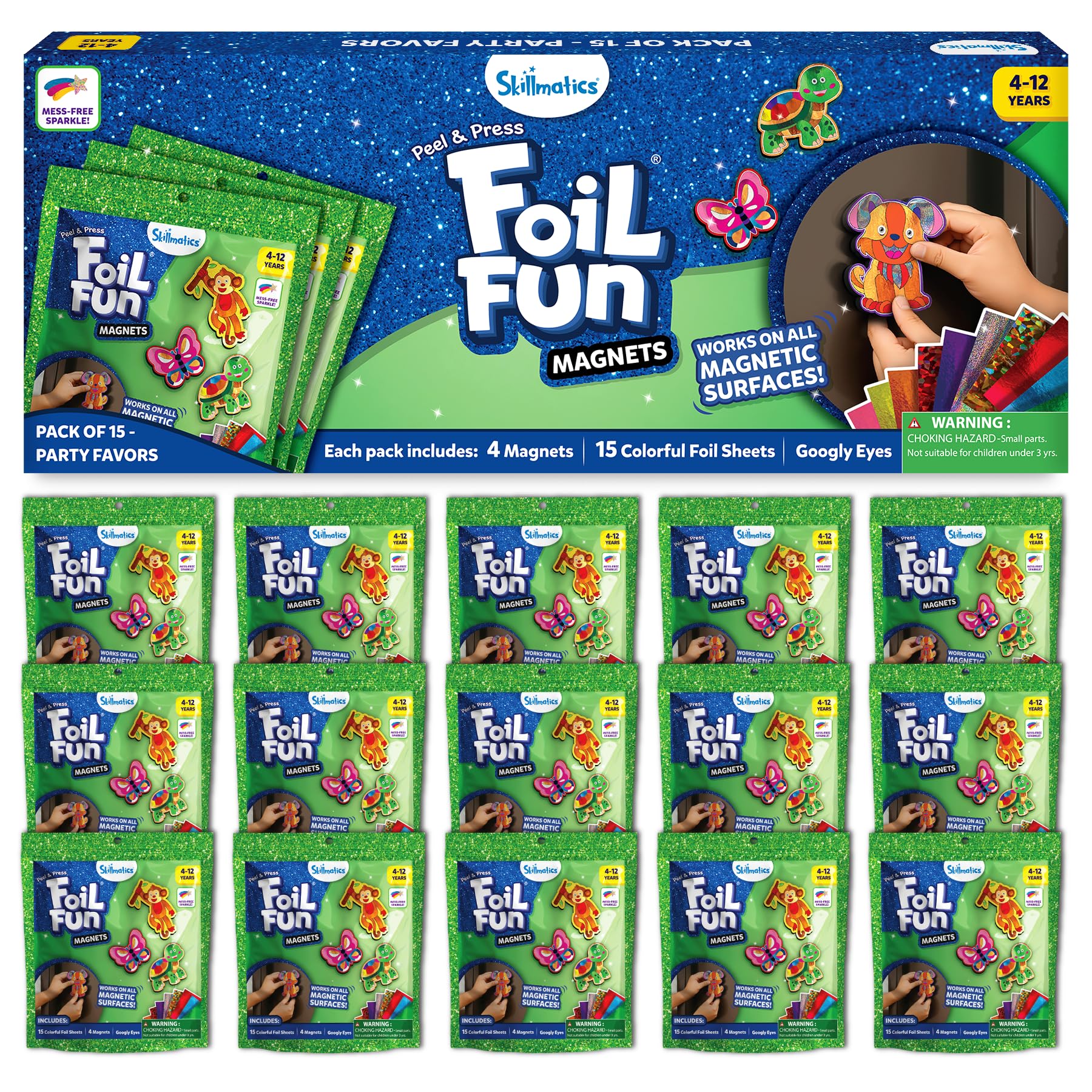 Skillmatics Foil Fun, Animals, 15 Party Favors, Foil Art, Magnet Activity