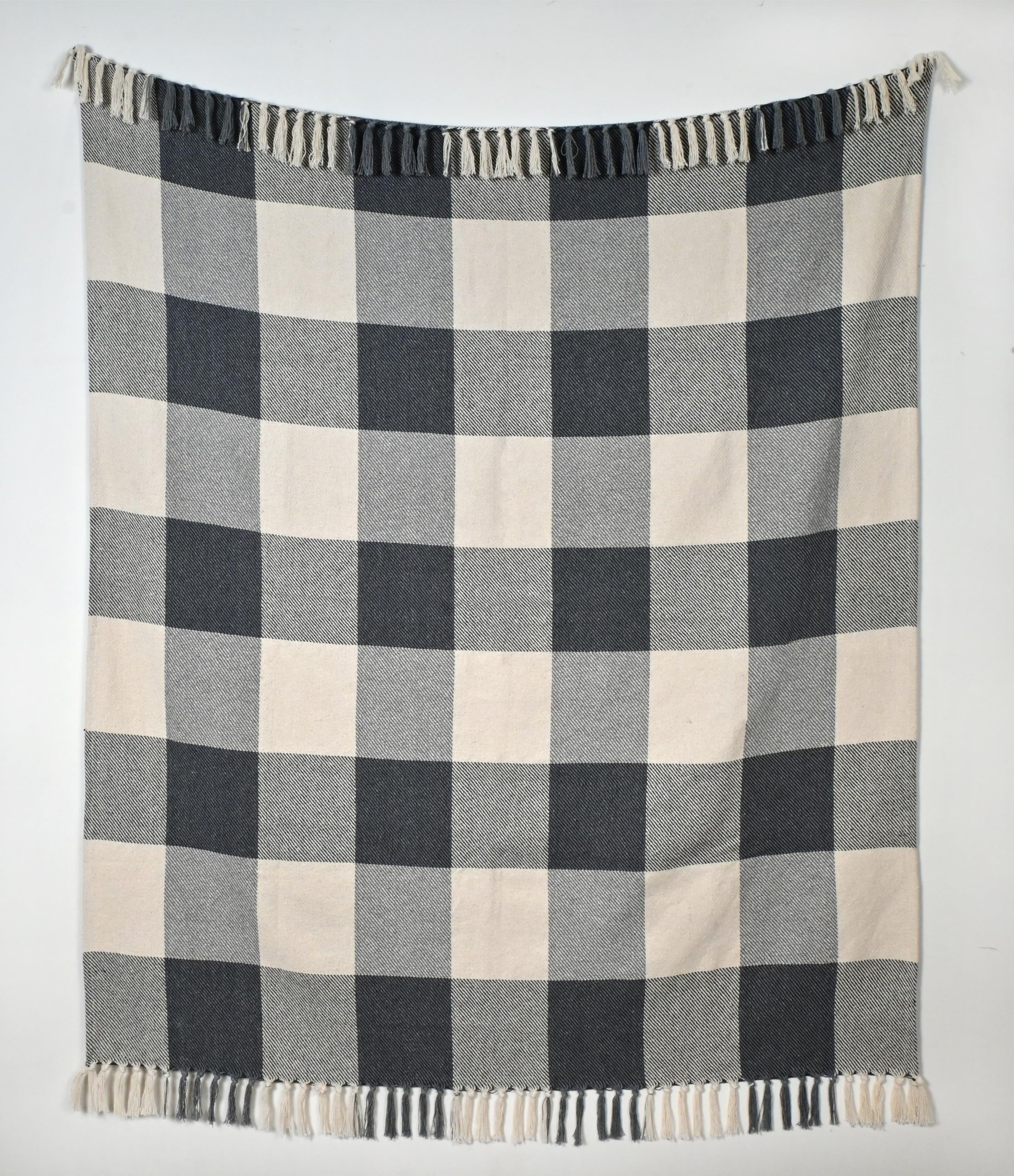 Check Throw Blanket, Hand Made, Cotton Blankets for Chair Sofa, Bed, Accent Chair & Home Decorations, Warm Cover