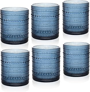 JPPSUJJ Cocktail Glasses 10 oz Hobnail Drinking Glasses Set of 6, Vintag...