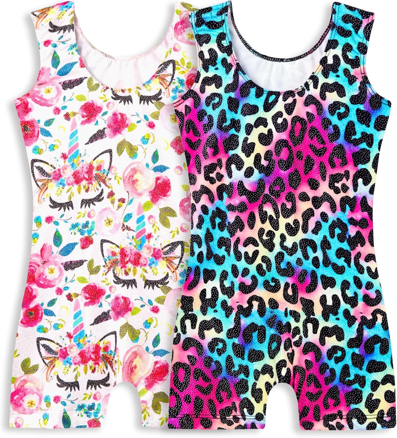 Snowheart Gymnastics Leotards for Girls 2-Pack, Sparkly Toddler Biketards Sleeveless for Tumbling Dance Classes - Image 2