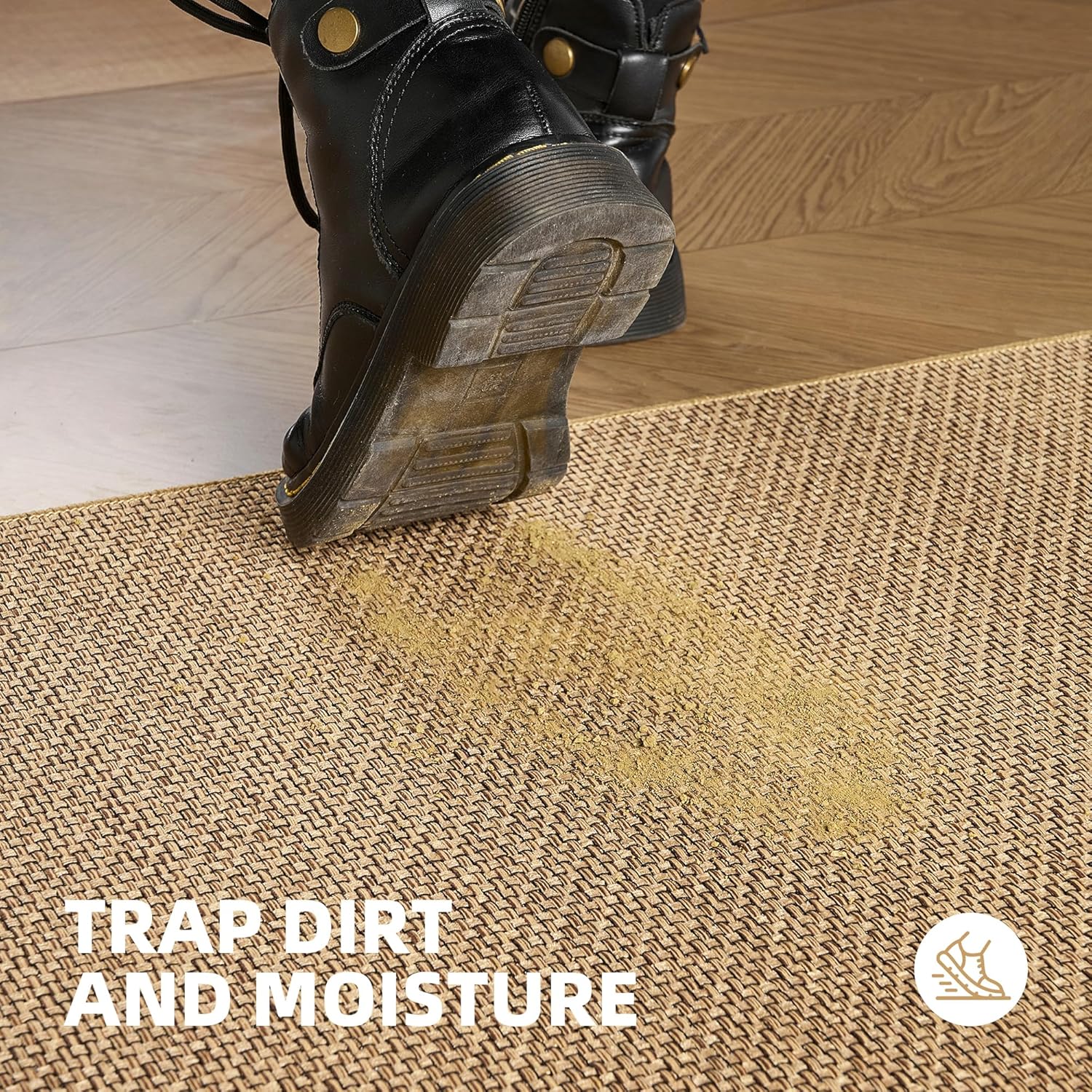 Indoor Ultra Thin Door Mat 17"x29", Low Profile Non Slip Rubber Backing Front Door Mat Indoor Entrance, Beige - Image 4