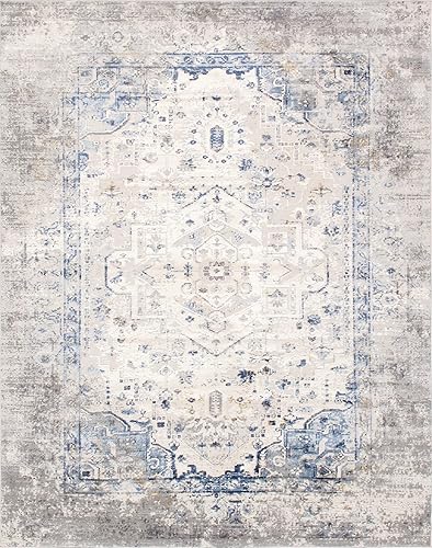 Pasargad Home Turkish Efes Design - Alfombra de área oriental de telar mecánico L. GrisL. Azul, 6 pies 0 pulgadas x 9 pies 0 pulgadas