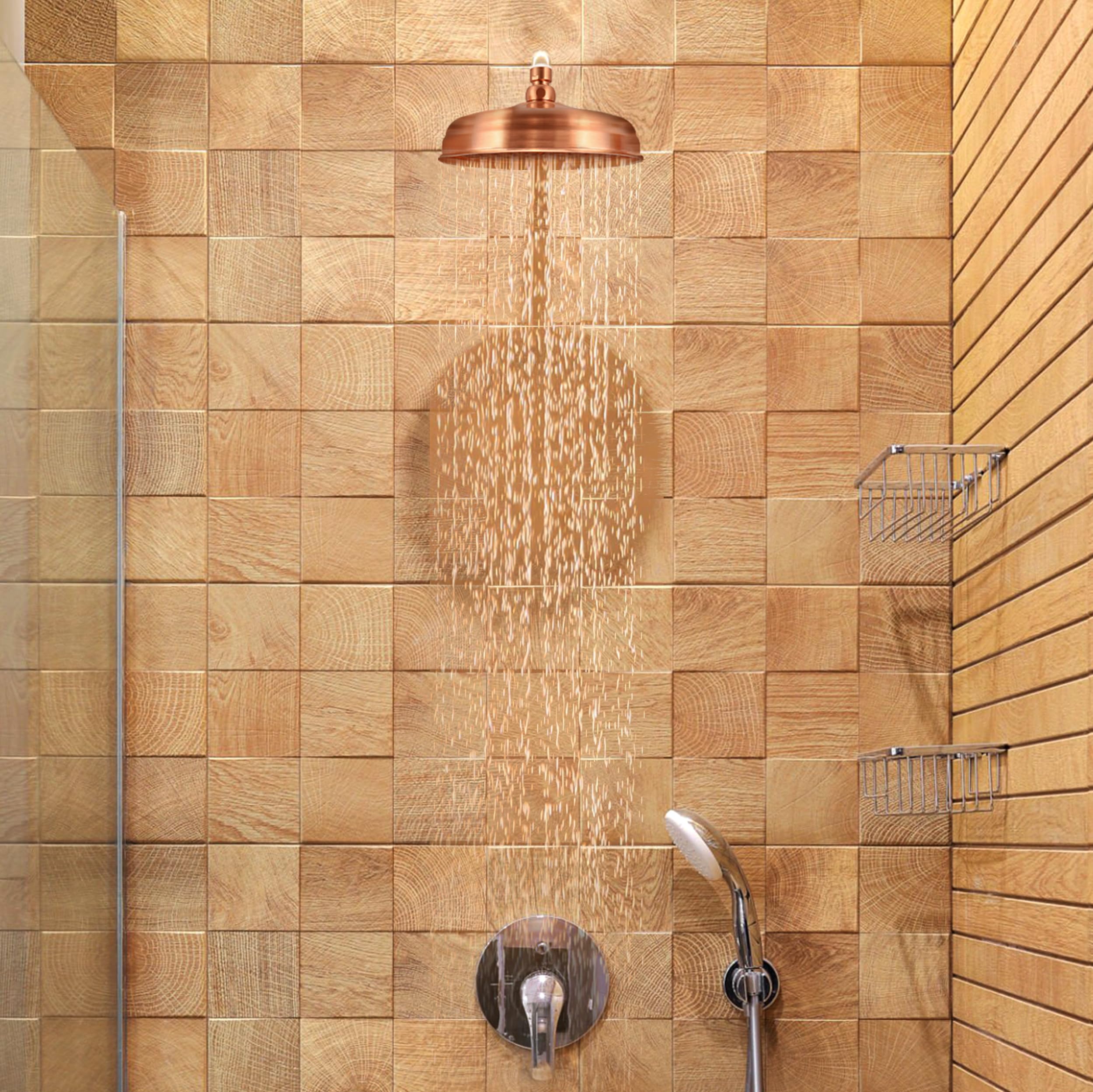 Cabezal de ducha de cobre de acero inoxidable de 8 pulgadas, rojo antiguo, cabezal de ducha redondo grande grande, boquilla de aspersor de alta presión, repuesto para baño, jardín, baño, experiencia