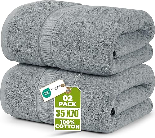 Utopia Towels - Toalla de baño gigante, 2 unidades, 17.69 ozyd2 (600 gsm), 100% algodón hilado en anillo, altamente absorbentes y de secado rápido,